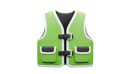 Green Safety Vest with Buckles and Pockets
