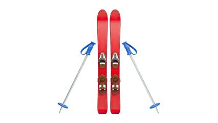 Red Skis and Ski Poles
