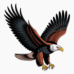 Fototapeta premium An eagle is elegantly soaring through the sky with its wings fully spread, symbolizing freedom, strength, and grace in nature, embodying the spirit of the wild.