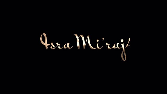 Isra miraj glimmering golden script font perfect for luxurious designs, religious events, posters, invitations, and spiritual projects beautifully.
