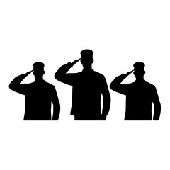 Saluting Soldiers Silhouette Vector Image