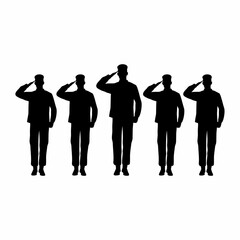 Saluting Soldiers Silhouette Flat Image