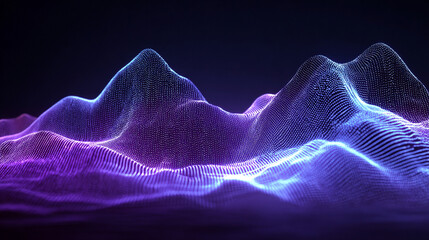 Wavy forms intertwining and glowing in deep blue and purple, creating a dynamic noise background effect, perfect for abstract, digital, and futuristic visuals