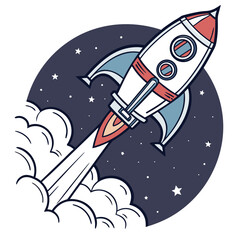Fototapeta premium Startup Launch Symbol Featuring a Creative Rocket Ship Metaphor for Digital Campaigns