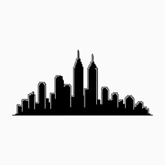 Obraz premium City Skyline Silhouette Vector Illustration with Modern Skyscrapers and Urban Buildings