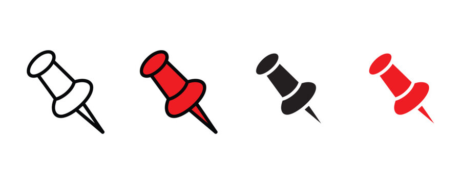 Push pin icon set vector on white background. vector illustration.