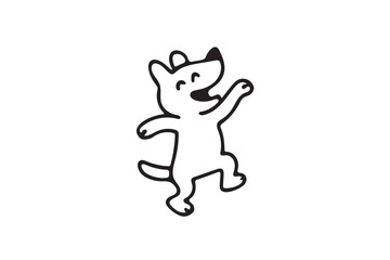 Fototapeta premium Cartoon Illustration Funny Happy Pet Dance icon on white background.