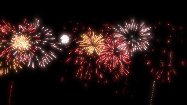 Golden fireworks explosion transparent background with sparkling effect