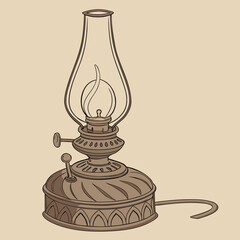 vintage oil lamp vector