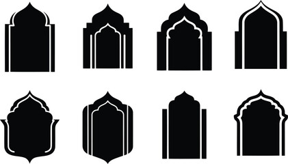 Elegant Black Silhouettes of Arched Architectural Frames © artificial_azad!