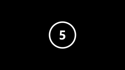 Minimalist digital countdown timer interface for video playback .Circular progress bar of seconds with video player controls on a black background. - Powered by Adobe