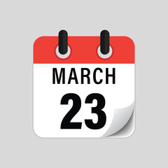 Fototapeta premium Flat calendar icon showing twenty-third of March date design