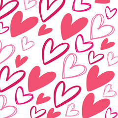 Fluid pink hearts pattern on white Valentine background