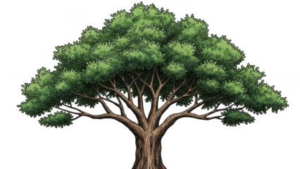 Majestic green tree with spreading branches