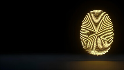 Biometric Fingerprint Identity Security Technology on Dark Background with Copy Space