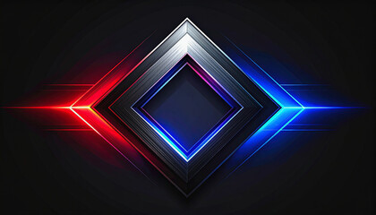 Synthwave futuristic neon landscape with glowing path, mountains and reflection reflecting in water.