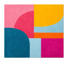 Modern abstract color block rug isolated on white