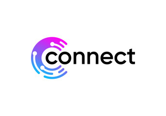 circle letter C global connect logo. network signal technology connectivity symbol icon vector design