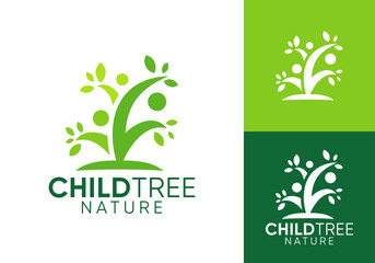 abstract tree with people logo design. care for the environment symbol icon concept