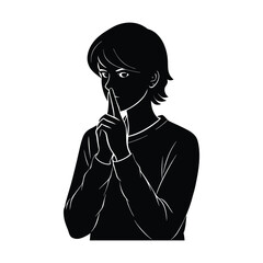 Silhouette of a person making a shushing gesture quiet secret