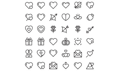Valentine&rsquo;s-Day outline or line icon design bundle.