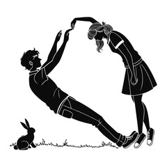 Dynamic couple dance silhouette