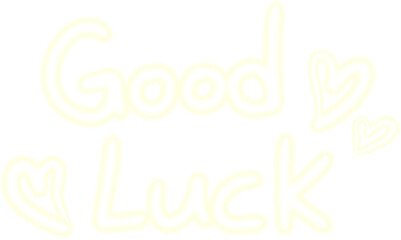 Good Luck Neon Handwritten Typography with Glowing Heart and Sparkles