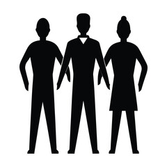 Three Diverse Silhouettes Standing Together Side By Side people group