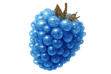 Blue raspberry fruit representing sweet tangy flavor, fresh food, summer desserts, and healthy eating, transparent background
