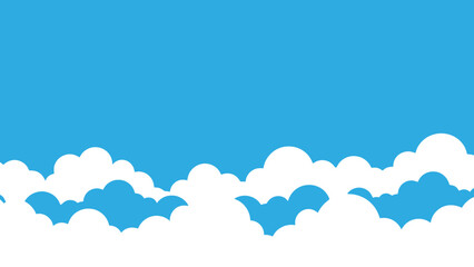Stylized white clouds on a vibrant blue sky background, simple weather illustration