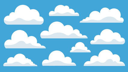 Seamless Pattern of Fluffy White Clouds in Blue Sky, Repeating Background Design