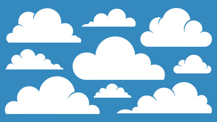 Fluffy white clouds in a bright blue sky, creating a serene and expansive atmosphere.