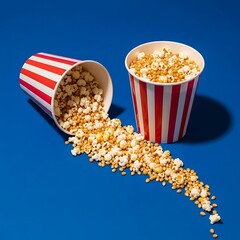 Popcorn in red and white striped cinema cups