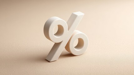 White and grey percentage sign is on a tan surface. House marketing.