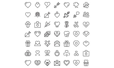 Valentine&rsquo;s-Day outline or line icon design bundle.