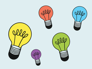 A bright vector illustration of a light bulb idea concept symbolizes innovation and creativity through a glowing glass lamp design representing electric power and business inspiration © RIKARDO