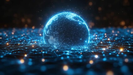 Digital World: A mesmerizing digital representation of the world emerges amidst a sea of interconnected data points, evoking a sense of technological marvel and global connectivity.  - Powered by Adobe