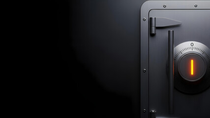 Secure Digital Vault Door Cybersecurity Concept on Dark Background with Copy Space