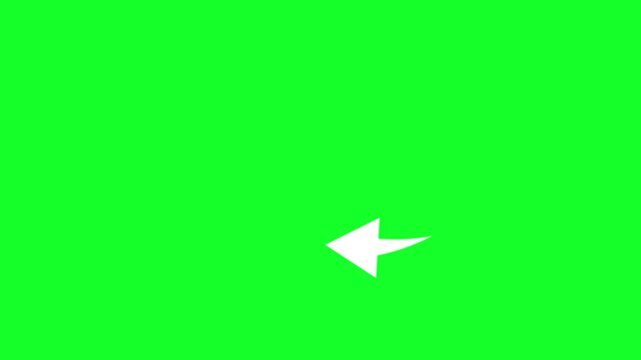 White Arrow Animation on Green Screen 4K, Reverse Direction Motion Graphic for Undo, Back, and UI Actions