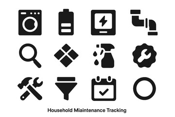 Household effects block icon cleaning repair icons maintenance thickness no spacing vector