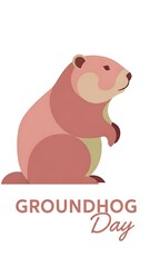 Happy groundhog day celebration with cartoon groundhog