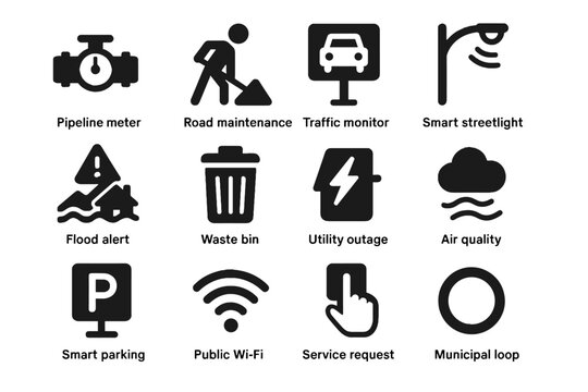 Flood loop shading road smart rounding streetlight services vector parking monitor icon