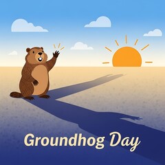 Groundhog day celebration with shadow