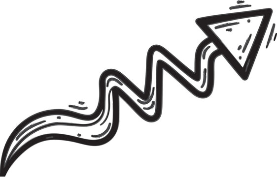 Emphasis doodle arrow icon. Quirky twist design with zigzag line, spring coil, and curved wave. Vector illustration eps