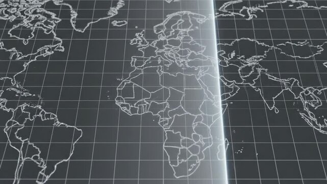 Detailed World Map Illustration with Grid Lines Ideal for Geographical Applications