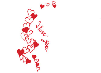 I Love You Hearts Trail Red Vector Illustration