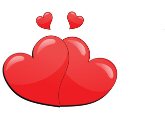 Four Red Hearts Floating in Romantic Formation