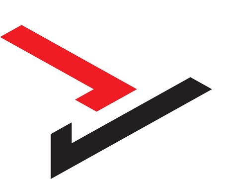 Minimalist Abstract Geometric Arrow Logo with Red and Black Slanted Lines for Business Growth and Direction
