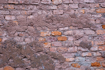D&eacute;tail sur un vieux mur de briques