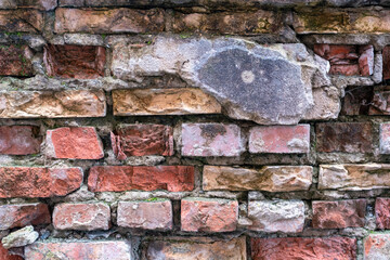 D&eacute;tail sur un vieux mur de briques